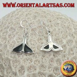 Pendientes de plata en forma de cola de ballena con ónice