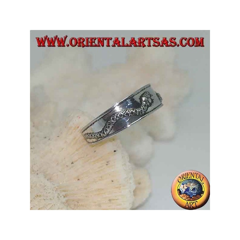 Bague en argent pour pieds ou phalange baguée avec deux serpents rampants en relief