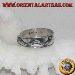 Anillo de plata para pies o falange con bandas con dos serpientes en relieve