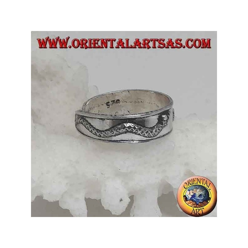 Bague en argent pour pieds ou phalange baguée avec deux serpents rampants en relief
