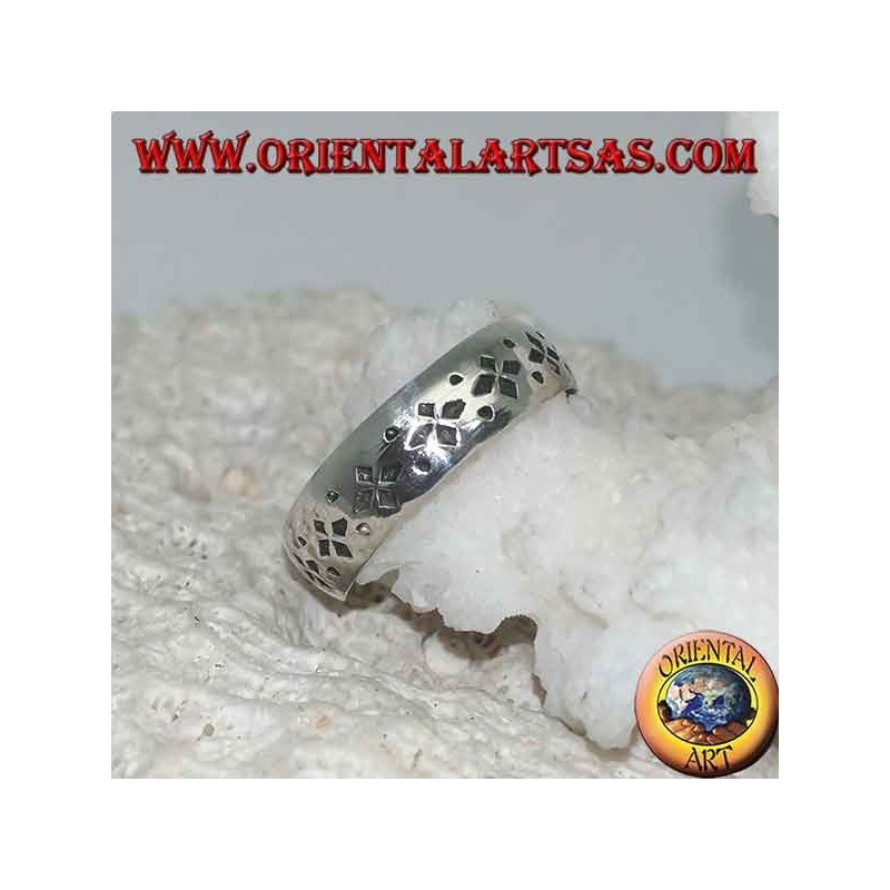 Bague en argent pour pieds ou phalange baguée avec décoration de poinçon gravée
