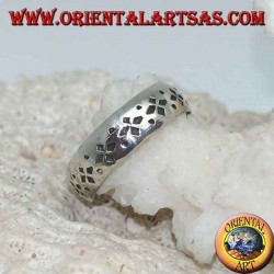 Anillo de plata para pies o falange de banda con decoración de punzón grabada