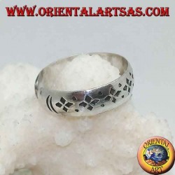 Anillo de plata para pies o falange de banda con decoración de punzón grabada