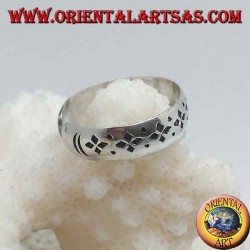 Silberring für Füße oder Band Phalanx mit gravierter Lochdekoration