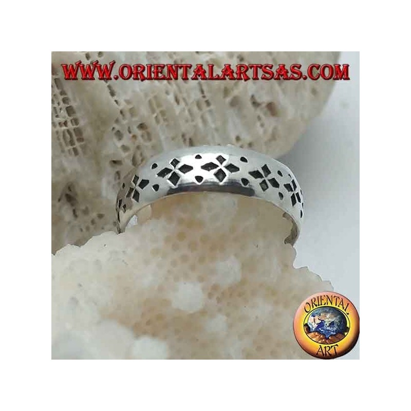 Bague en argent pour pieds ou phalange baguée avec décoration de poinçon gravée