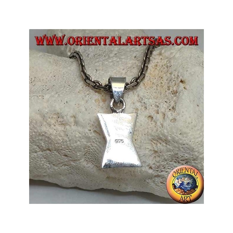 Pendentif en argent en forme de rectangle concave au centre avec nacre rectangulaire