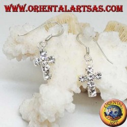 Pendientes de plata con colgante de cruz de circonitas blancas engastadas