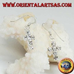 Pendientes de plata con colgante de cruz de circonitas blancas engastadas