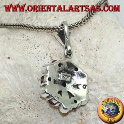 Colgante de plata margarita con 6 +1 redondos y rubíes naturales de marcasita
