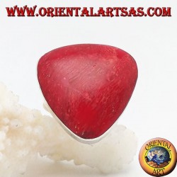 Bague en argent avec corail rouge (corail) triangulaire réglable arrondi (taille libre)