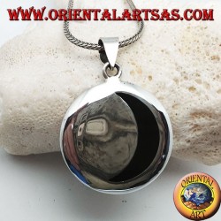 Glatter Silbermedaillonanhänger mit Onyxhalbmond