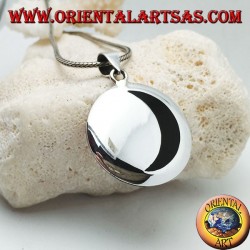 Glatter Silbermedaillonanhänger mit Onyxhalbmond