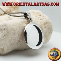 Glatter Silbermedaillonanhänger mit Onyxhalbmond