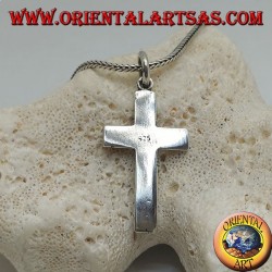 Silver Christian cross pendant with side line