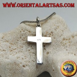 Silver Christian cross pendant with side line