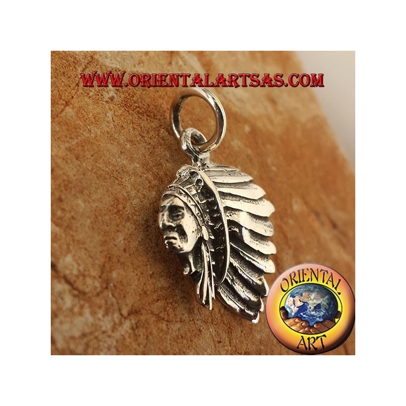 tête de pendentif d'argent Indien D'Amérique