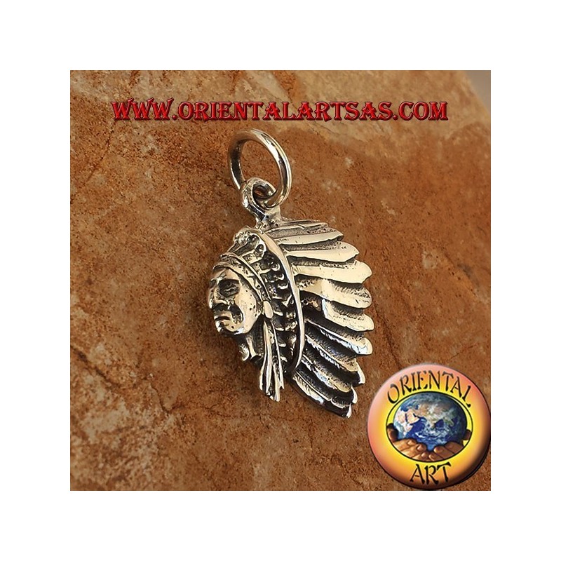 tête de pendentif d'argent Indien D'Amérique