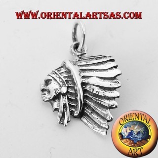 tête de pendentif d'argent Indien D'Amérique