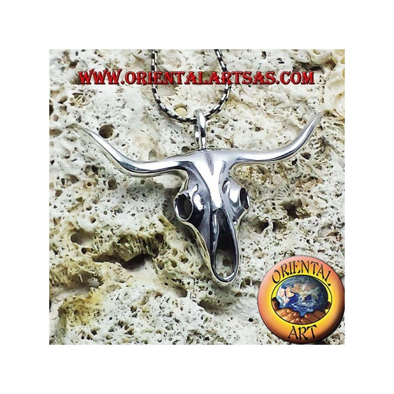 buffalo skull pendant in silver