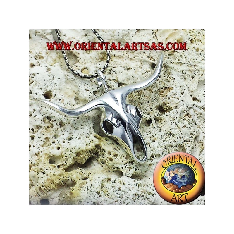 pendente teschio di bufalo in argento