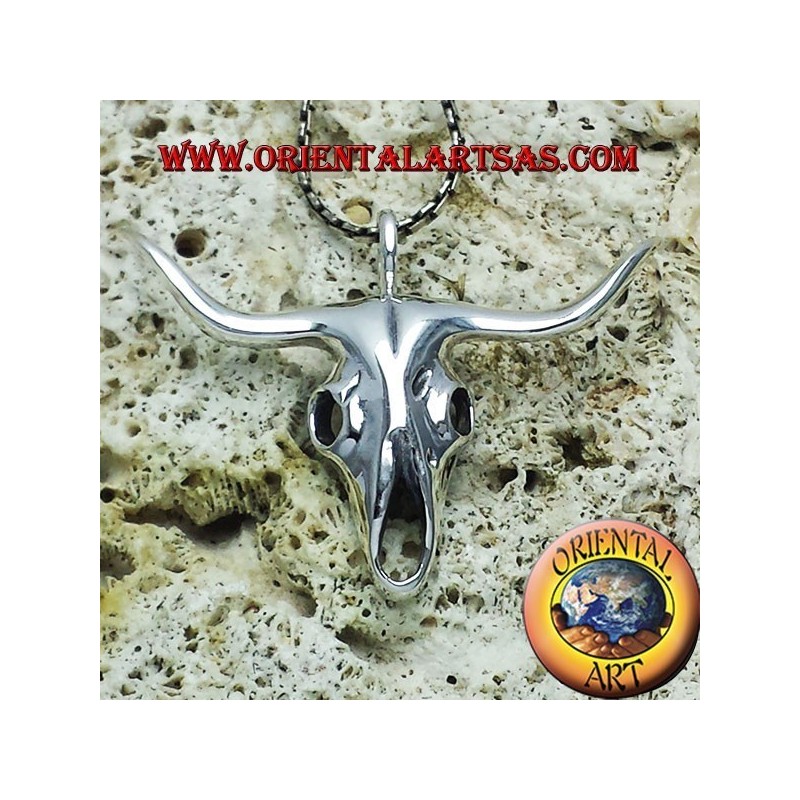 pendente teschio di bufalo in argento