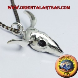 buffalo skull pendant in silver