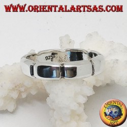 Smooth silver ring with knitted parallelepipeds