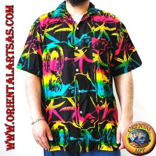 "Bob Marley" shirt and multicolor rayon marijuana leaf (50)