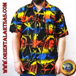Chemise "Bob Marley" et feuille de marijuana en rayonne multicolore (50)