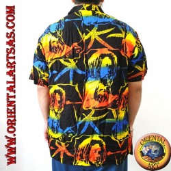 Camisa "Bob Marley" y hoja de marihuana rayón multicolor (50)