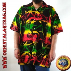 Camisa "Bob Marley" y hoja de marihuana rayón multicolor (52)