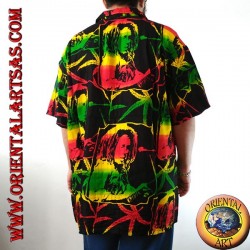 Camisa "Bob Marley" y hoja de marihuana rayón multicolor (52)
