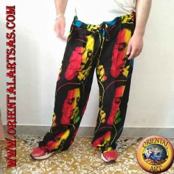 Long trousers with "Bob Marley" pocket while smoking multicolor in rayon