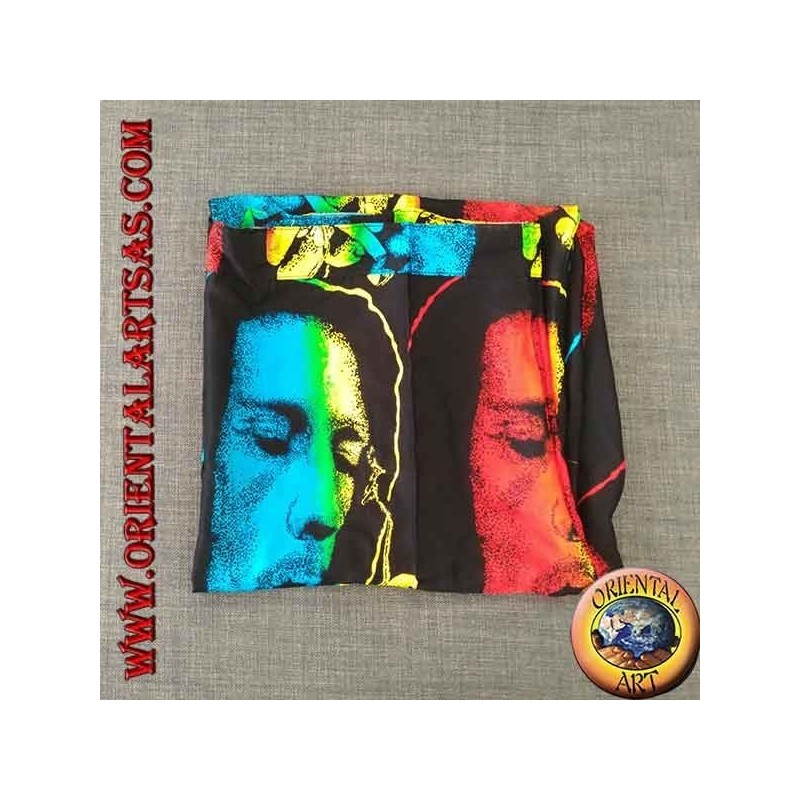 Pantalon long avec poche "Bob Marley" en fumant multicolore en rayonne