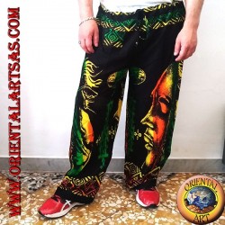 Pantalón largo con bolsillo "Bob Marley" y bong rayón multicolor