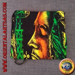 Pantalon long avec poche "Bob Marley" et bang en rayonne multicolore