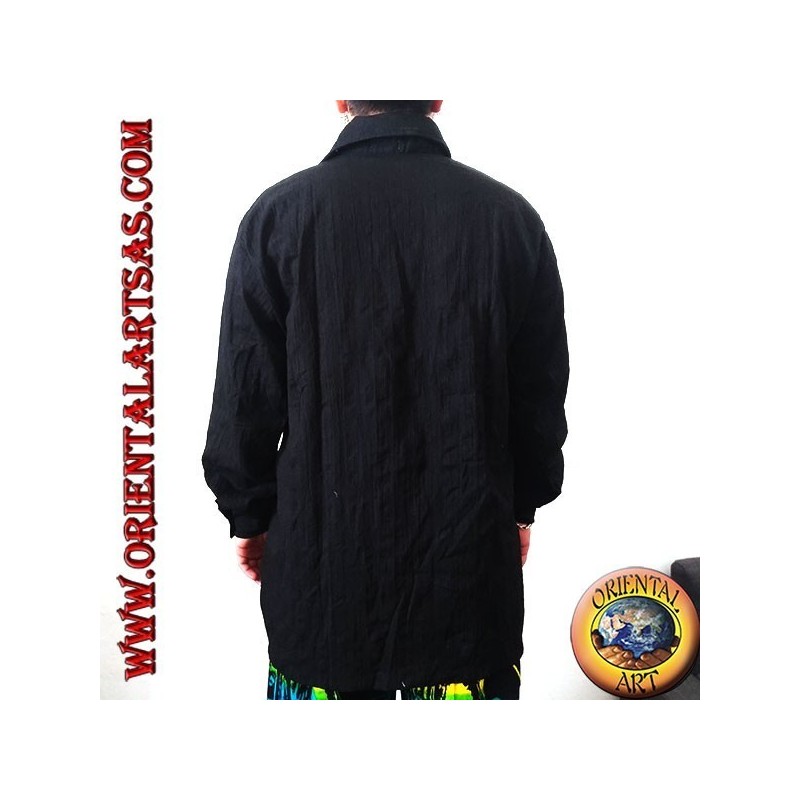 Langärmliges Kaftanhemd mit Kragen und Stickerei vorne (XL)