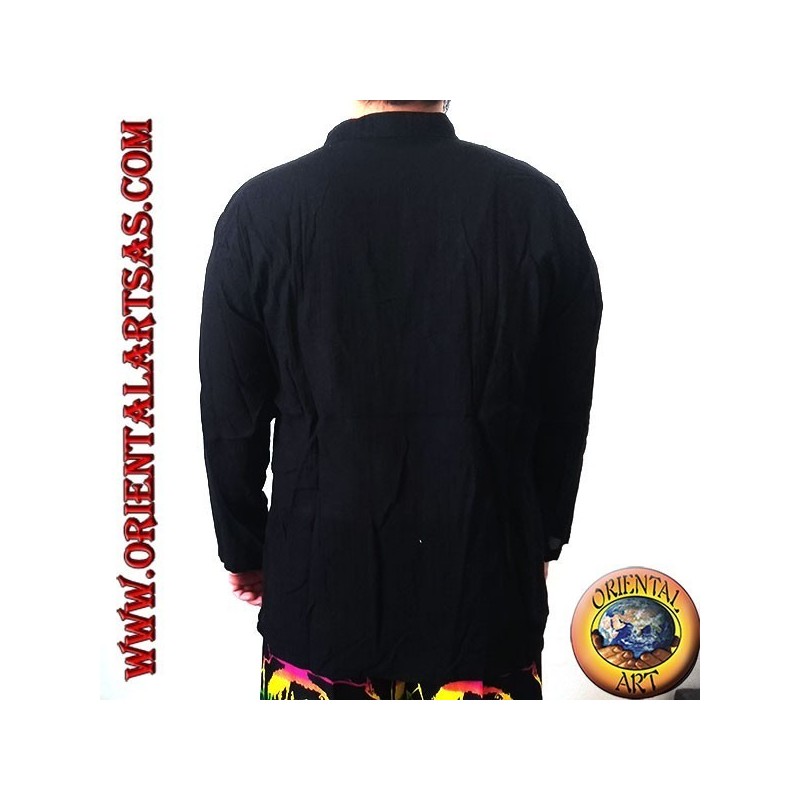 Jersey kaftan de manga larga con bordado y cuello en V con cuello coreano (M)