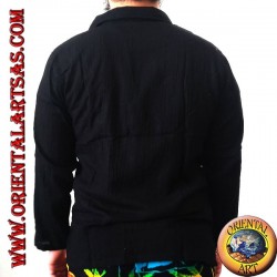 Long-sleeved kaftan sweater with embroidery and V-neck with collar (L)