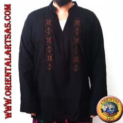 Langärmliger Kaftanpullover mit Stickerei und V-Ausschnitt mit koreanischem Kragen (XL)