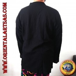 Pull caftan à manches longues avec broderie et col en V avec col coréen (XL)