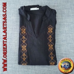 Pull caftan à manches longues avec broderie et col en V avec col coréen (XL)