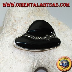 Chapeau "Cloche" en argent en onyx et marcassite