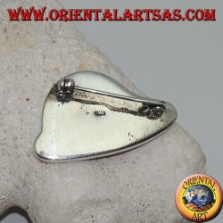 "Cloche" hat shaped silver brooch in onyx and marcasite