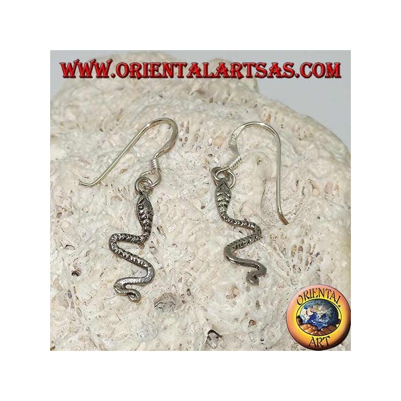 Boucles d'oreilles en argent avec serpent sinueux en mouvement