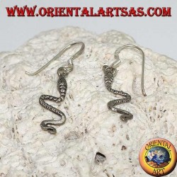Pendientes de plata con serpiente sinuosa en movimiento.