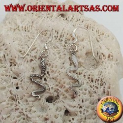 Silberohrringe mit gewundener Schlange in Bewegung