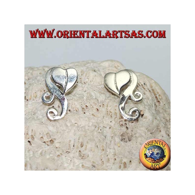  Orecchini in argento cuore con nuvola in stile hippy da lobo