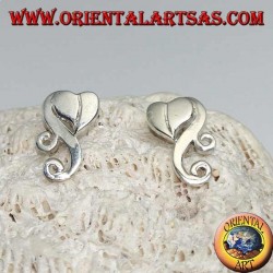 Boucles d'oreilles coeur en argent avec nuage en lobe de style hippie