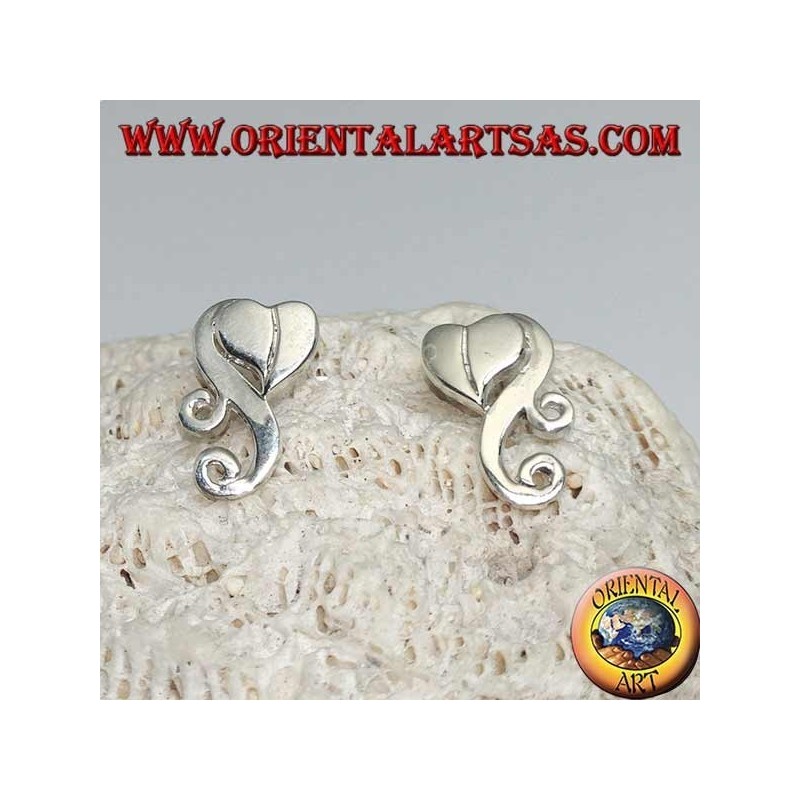 Orecchini in argento cuore con nuvola in stile hippy da lobo